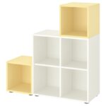 EKET Combinazione di mobili con piedini - bianco/giallo pallido 105x35x107 cm