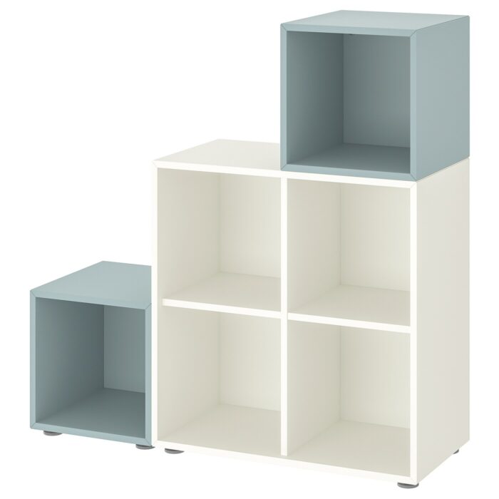 EKET Combinazione di mobili con piedini - bianco/grigio-azzurro 105x35x107 cm