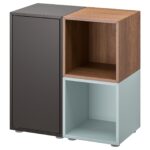 EKET Combinazione di mobili con piedini - grigio scuro/effetto noce grigio-azzurro 70x35x72 cm