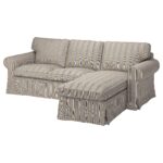 EKTORP Divano a 3 posti con chaise-longue - Karlshov beige/multicolore