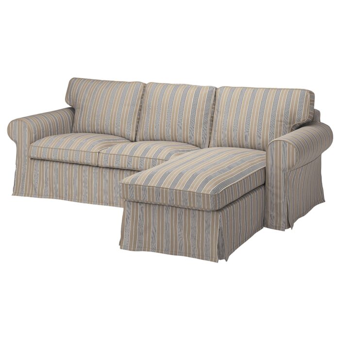 EKTORP Divano a 3 posti con chaise-longue - Karlshov beige/multicolore
