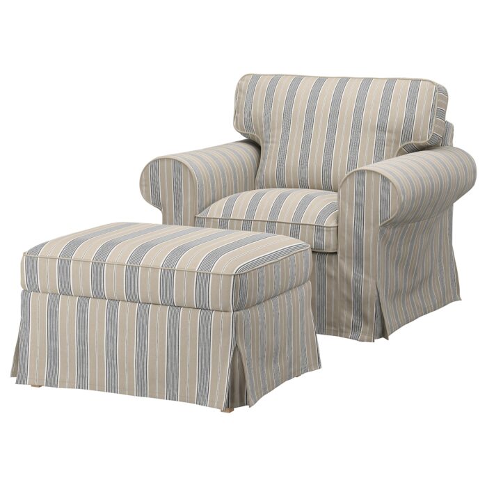EKTORP Poltrona e poggiapiedi - Karlshov beige/multicolore