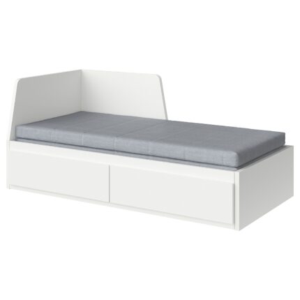 FLEKKE Letto divano/2 cassetti/2 materassi - bianco/Ågotnes rigido 80x200 cm