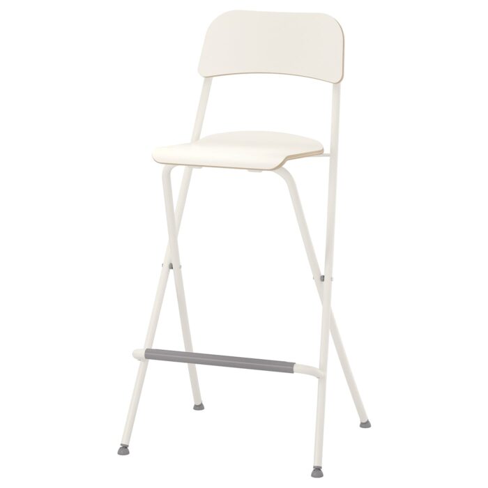 FRANKLIN Sgabello bar con schienale, pieghev - bianco/bianco 74 cm