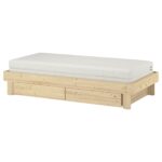 GLAMBERGET Letto allung/contenit/2 materassi - pino/Åfjäll semirigido 80x200 cm