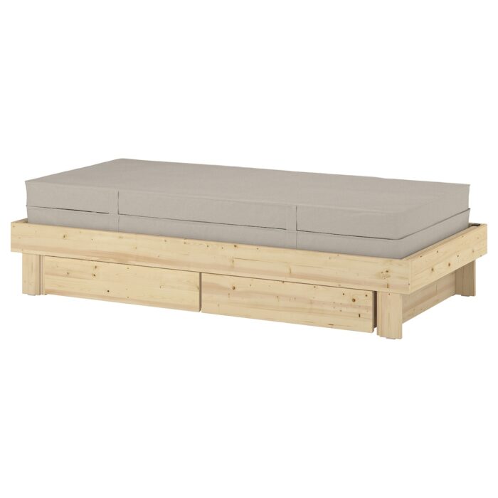 GLAMBERGET Letto allung/contenit/2 materassi - pino/Vannareid extra rigido 80x200 cm