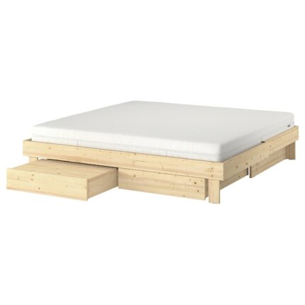 GLAMBERGET Struttura letto/contenitore/materas - pino/Åkrehamn semirigido 160x200 cm