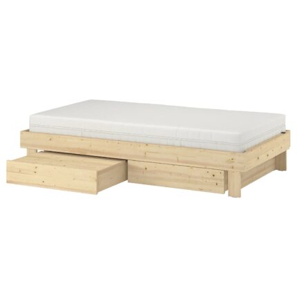 GLAMBERGET Struttura letto/contenitore/materas - pino/Åkrehamn semirigido 90x200 cm
