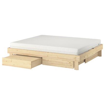 GLAMBERGET Struttura letto/contenitore/materas - pino/Åkrehamn semirigido 140x200 cm