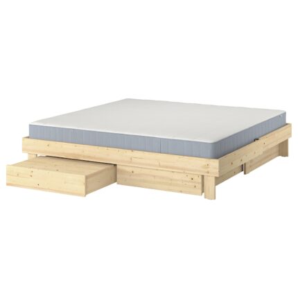 GLAMBERGET Struttura letto/contenitore/materas - pino/Vesteröy extra rigido 160x200 cm