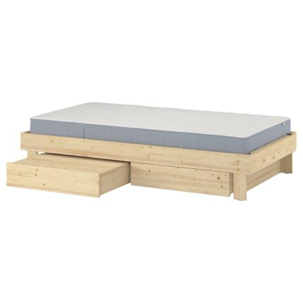 GLAMBERGET Struttura letto/contenitore/materas - pino/Vesteröy rigido 90x200 cm