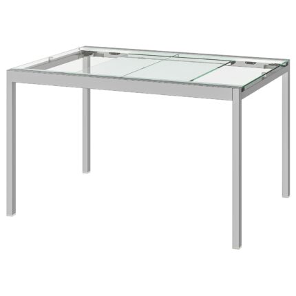 GLIVARP Tavolo allungabile - trasparente/cromato 125/188x85 cm