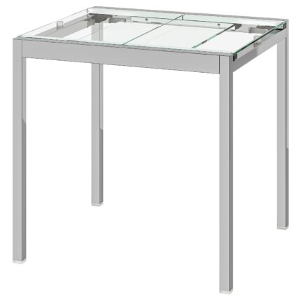 GLIVARP Tavolo allungabile - trasparente/cromato 75/115x70 cm
