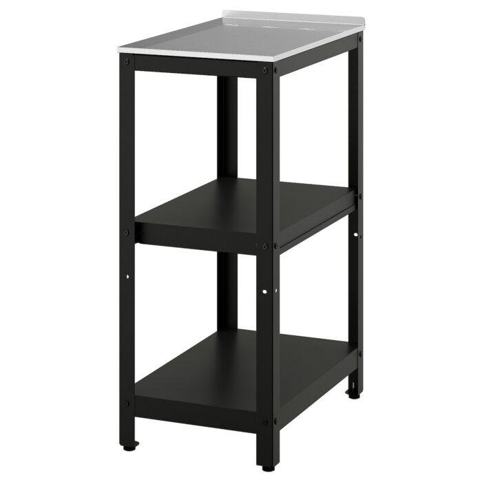 GRILLSKÄR Banco da lavoro - nero/inox da esterno 39x61 cm