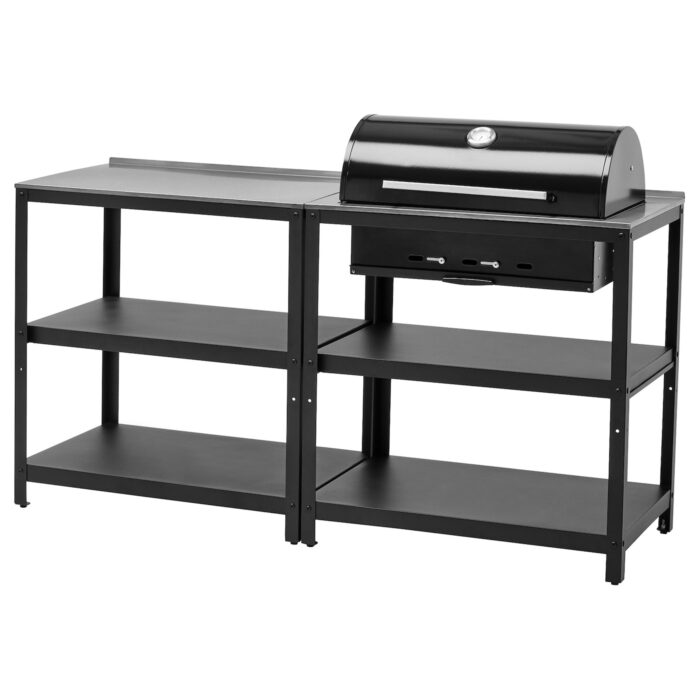 GRILLSKÄR Mobile con barbecue carbon esterno - inox 172x61 cm