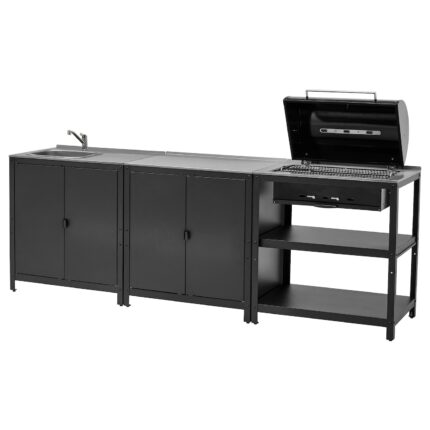 GRILLSKÄR Mobile lavello/barbecue carbon est - inox 258x61 cm