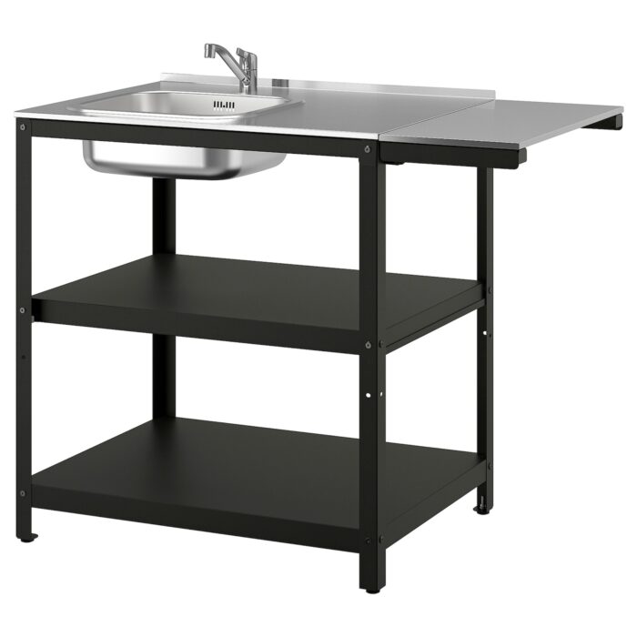 GRILLSKÄR Mobile per lavello con tavolino - inox/da esterno 93/116x61 cm