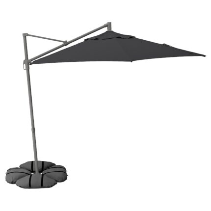 HISSÖ / IGGÖN Ombrellone a sospensione con base - antracite/grigio scuro 300 cm