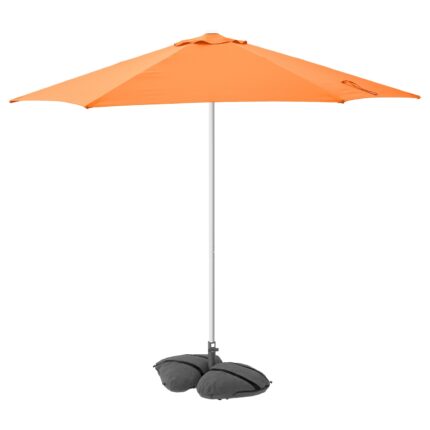 HÖGÖN / IGGÖN Ombrellone con base - arancione vivo/grigio scuro 270 cm
