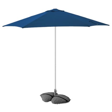 HÖGÖN / IGGÖN Ombrellone con base - blu scuro/grigio scuro 270 cm