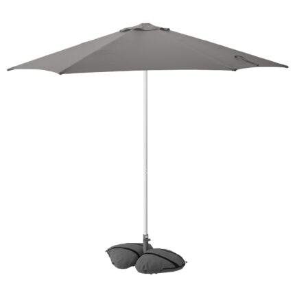 HÖGÖN / IGGÖN Ombrellone con base - grigio/grigio scuro 270 cm