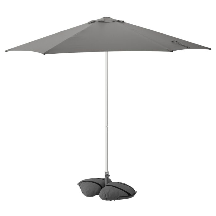 HÖGÖN / IGGÖN Ombrellone con base - grigio/grigio scuro 270 cm