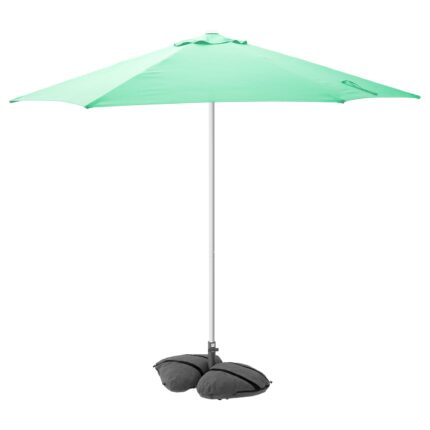 HÖGÖN / IGGÖN Ombrellone con base - verde chiaro/grigio scuro 270 cm