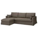 HYLTARP Divano a 3 posti/chaise-longue, sx - Gransel grigio-marrone
