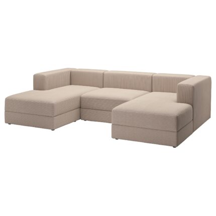 JÄTTEBO Divano 3,5 posti con chaise-longue - braccioli/Samsala grigio-beige