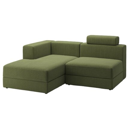 JÄTTEBO Divano comp 2,5 posti/chaise-longue - sinistro con poggiatesta/Samsala giallo scuro-verde