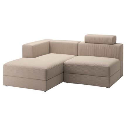 JÄTTEBO Divano comp 2,5 posti/chaise-longue - sinistro con poggiatesta/Samsala grigio-beige