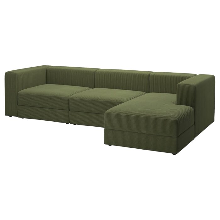 JÄTTEBO Divano comp 4 posti/chaise-longue - destro/Samsala giallo scuro-verde