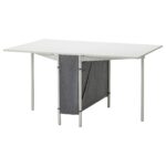 KALLHÄLL Tavolo a ribalta/vano contenitore - bianco/grigio chiaro 33/89/145x98 cm