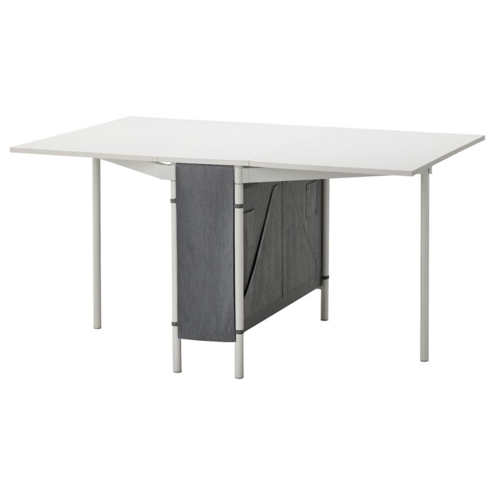 KALLHÄLL Tavolo a ribalta/vano contenitore - bianco/grigio chiaro 33/89/145x98 cm