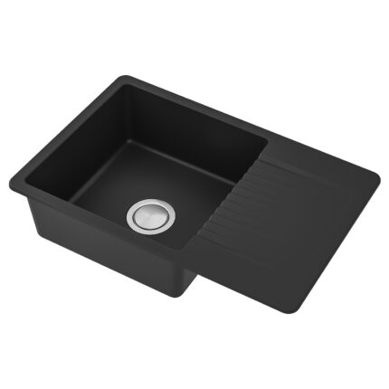 KILSVIKEN Lavello incasso, 1 vasca/sgocciolat - nero/materiale composito di quarzo 72x46 cm