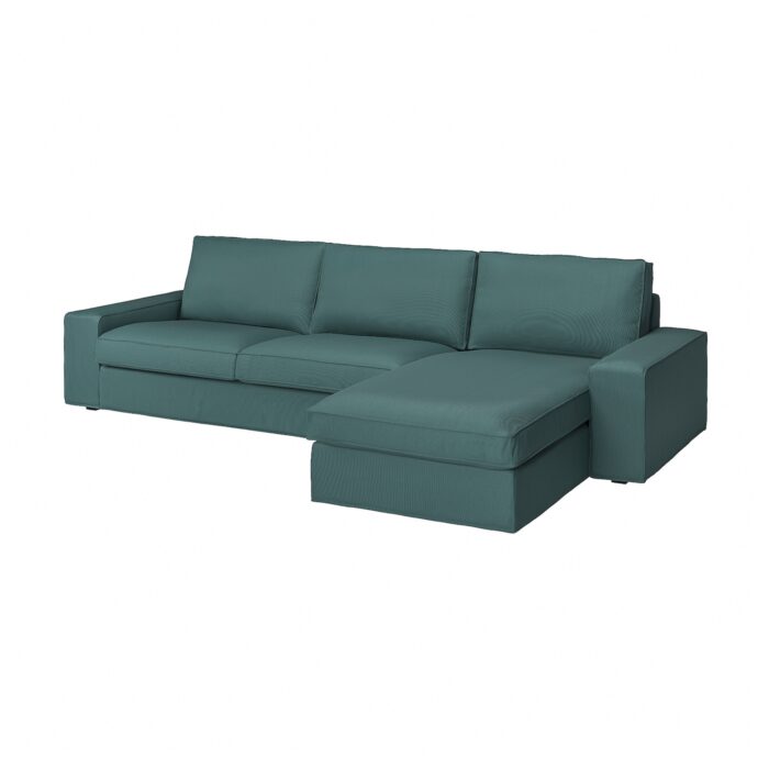 KIVIK Divano a 4 posti con chaise-longue - Kelinge grigio-turchese