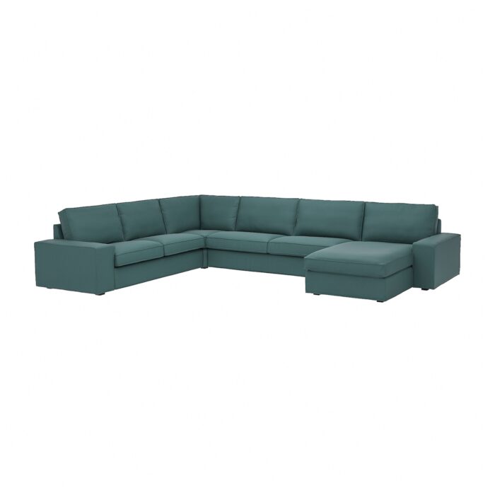 KIVIK Divano angol 6 posti/chaise-longue - Kelinge grigio-turchese