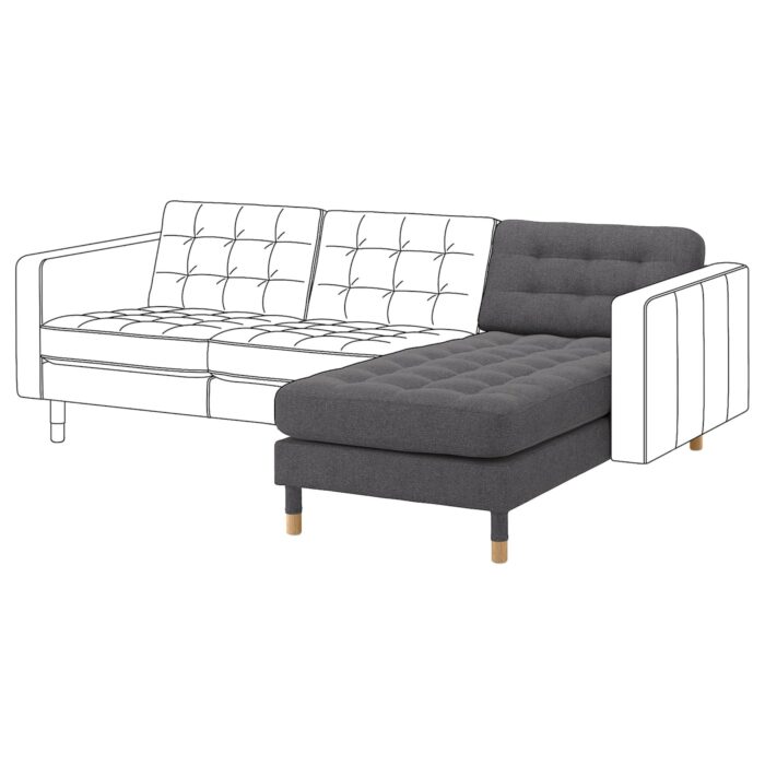 LANDSKRONA Chiase-longue, elemento supplem. - Gunnared grigio scuro/legno