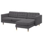 LANDSKRONA Divano a 3 posti - con chaise-longue/Gunnared grigio scuro/legno
