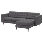 LANDSKRONA Divano a 3 posti - con chaise-longue/Gunnared grigio scuro/metallo