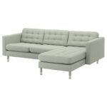 LANDSKRONA Divano a 3 posti - con chaise-longue/Gunnared verde chiaro/metallo