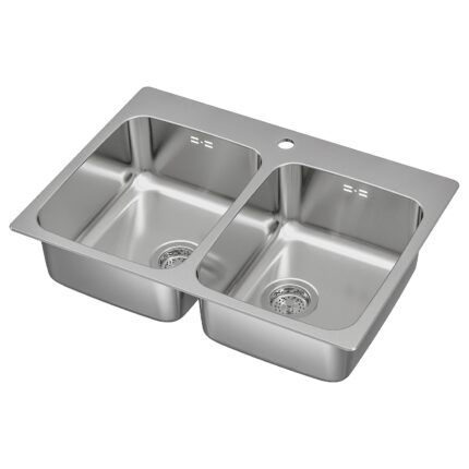LÅNGUDDEN Lavello incasso, 2 vasche - inox 75x53 cm