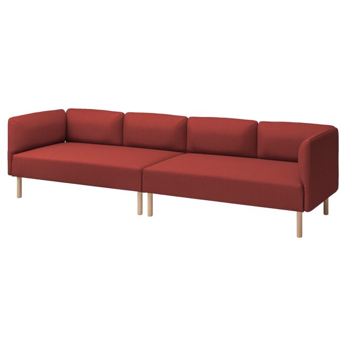 LILLEHEM Divano a 4 posti componibile - Gunnared/marrone-rosso legno