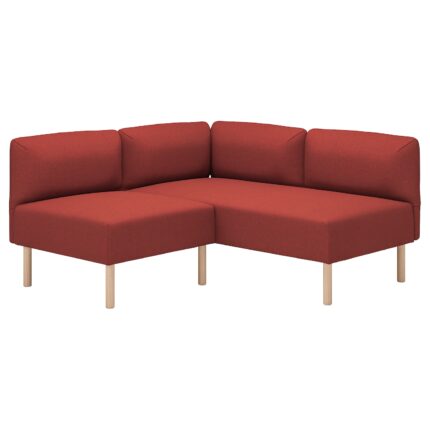 LILLEHEM Divano angolare 2 posti componibile - Gunnared/marrone-rosso legno