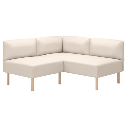 LILLEHEM Divano angolare 2 posti componibile - Vissle beige/legno