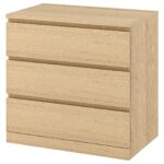 MALM Cassettiera con 3 cassetti - impiallacciato rovere mord bianco 80x78 cm