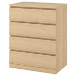 MALM Cassettiera con 4 cassetti - impiallacciato rovere mord bianco 80x100 cm