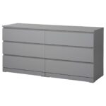 MALM Cassettiera con 6 cassetti - grigio trattato con mordente 160x78 cm
