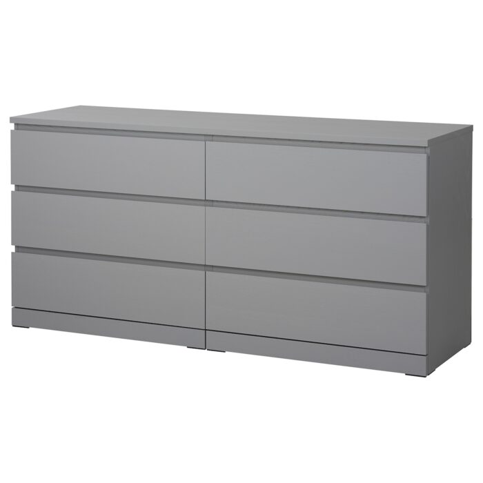 MALM Cassettiera con 6 cassetti - grigio trattato con mordente 160x78 cm