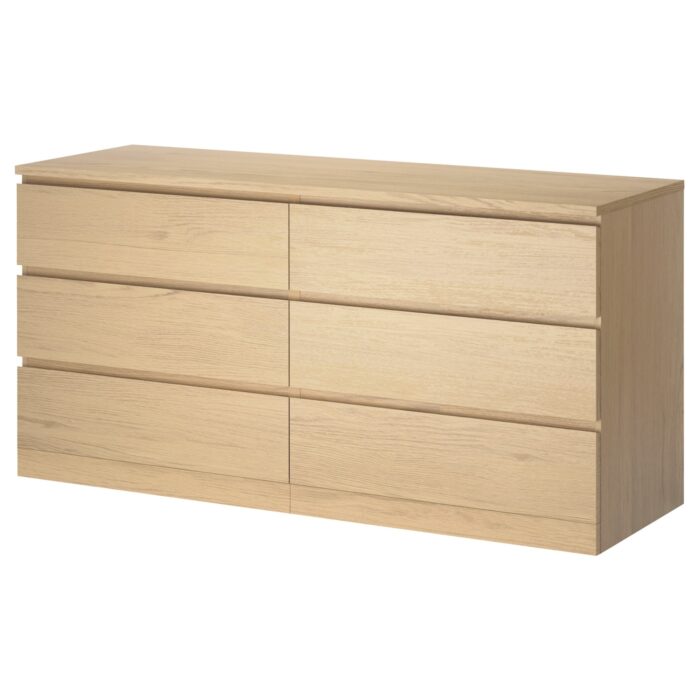 MALM Cassettiera con 6 cassetti - impiallacciato rovere mord bianco 160x78 cm